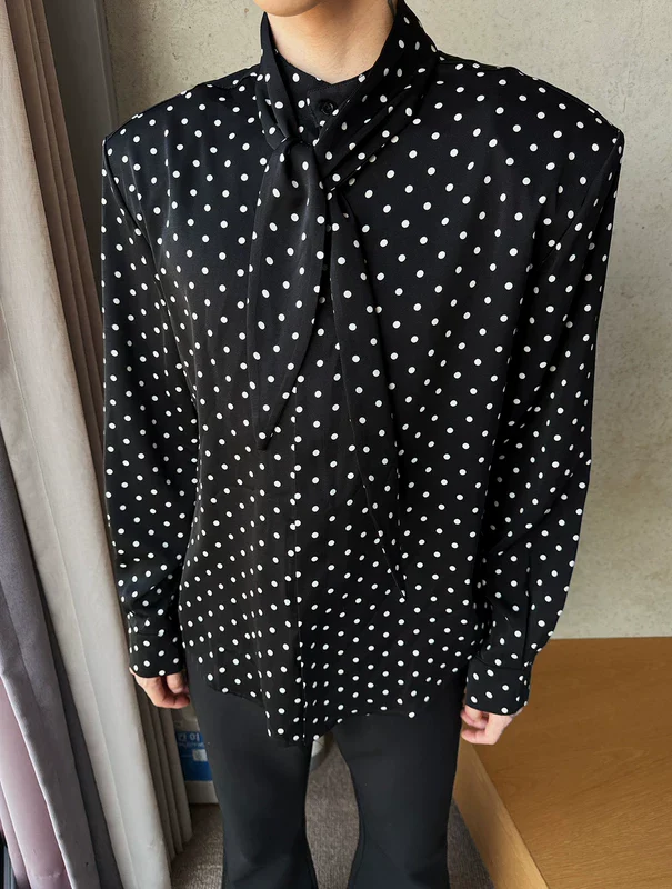 Polka Dot Long Sleeve Button Shirt - Image 6