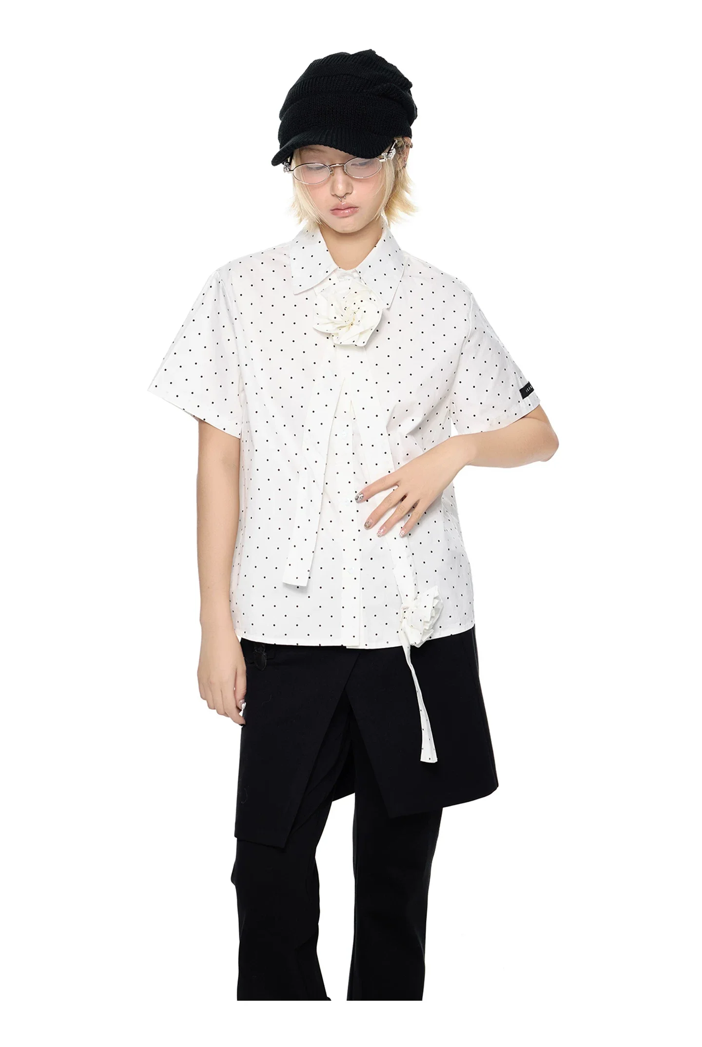 Ribbon Polka Dot Short Sleeve Shirt - Image 3