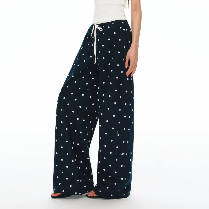 Polka Dot Wide Leg Casual Pants