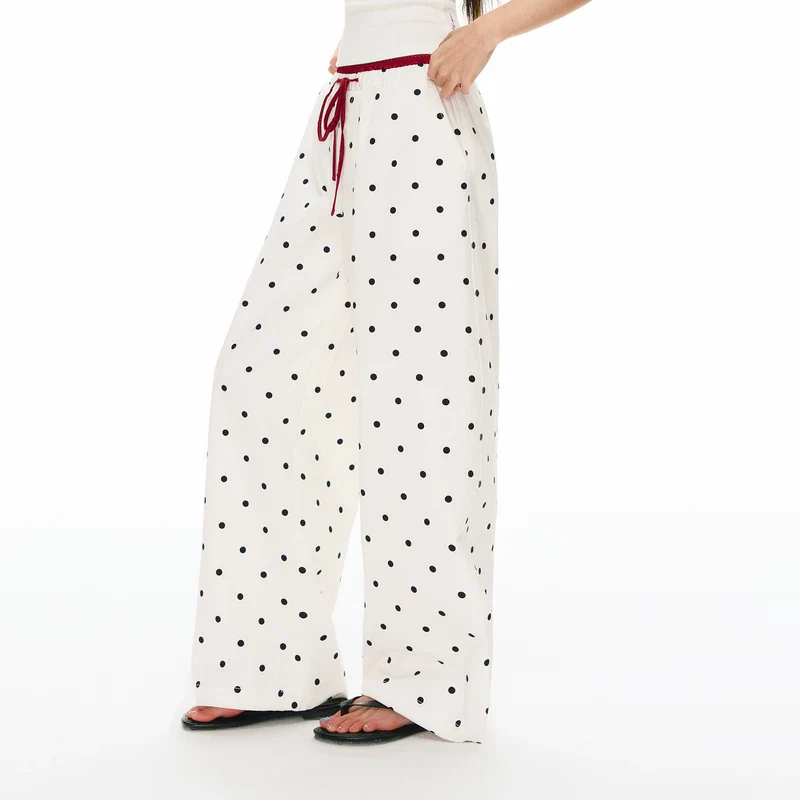 Polka Dot Wide Leg Casual Pants - Image 3