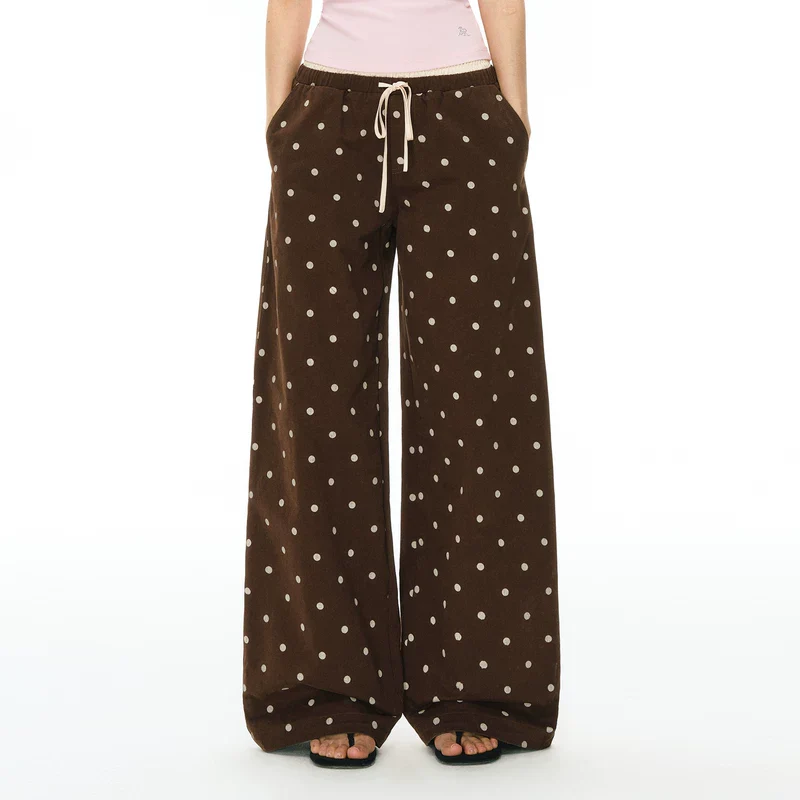 Polka Dot Wide Leg Casual Pants - Image 4