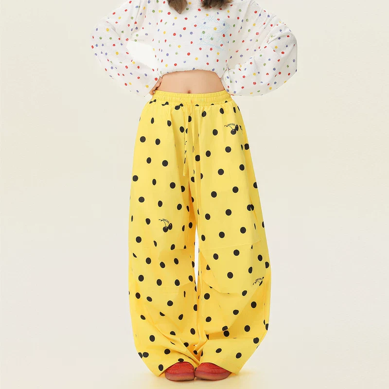 Polka Dot Wide-Leg Casual Pants