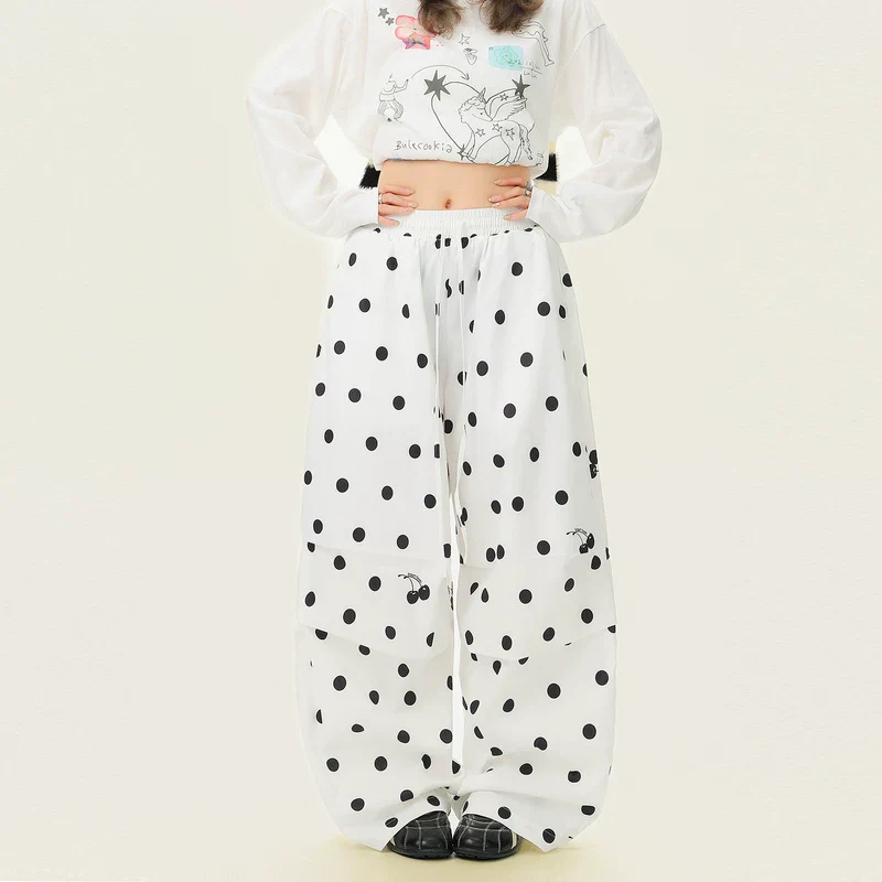 Polka Dot Wide-Leg Casual Pants - Image 2
