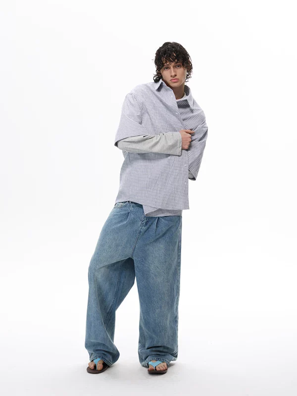 Polka Dot Wide Leg Denim Pants - Image 8