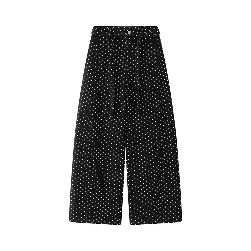 Polka Dot Wide-Leg Drawstring Pants - Image 2