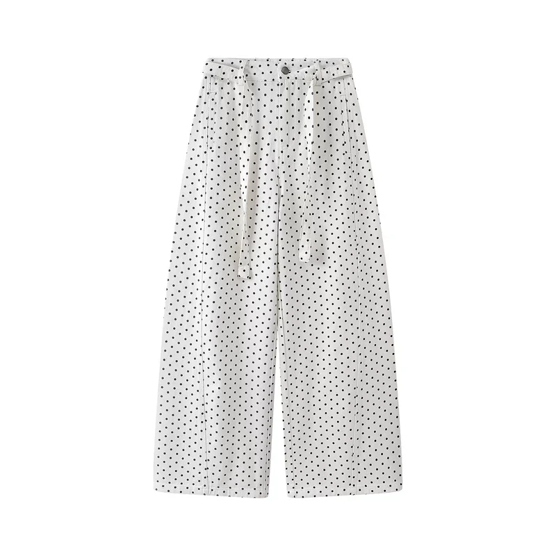 Polka Dot Wide-Leg Drawstring Pants - Image 3