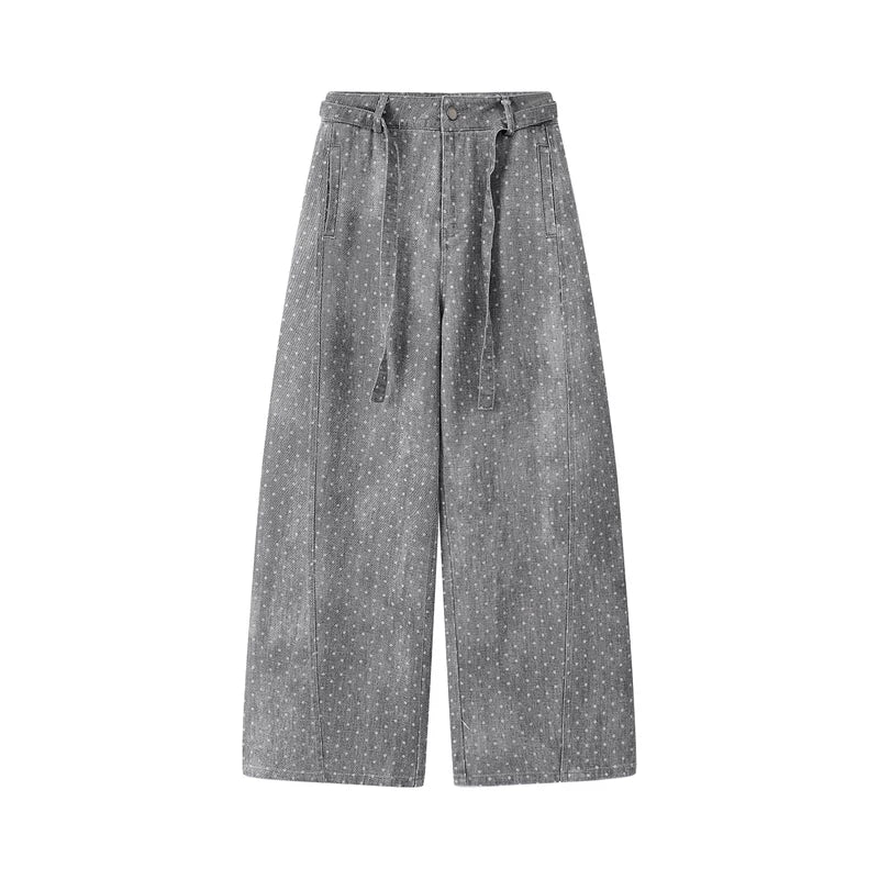 Polka Dot Wide-Leg Drawstring Pants - Image 4