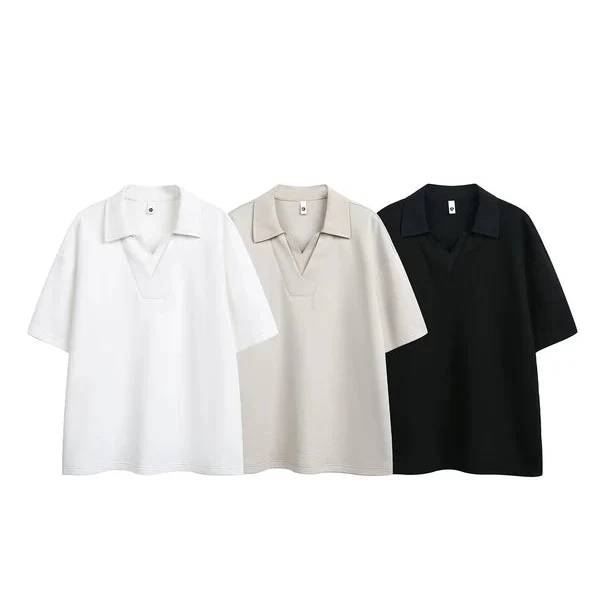 Polo Collar Loose Fit Short Sleeve T-Shirt - Image 4