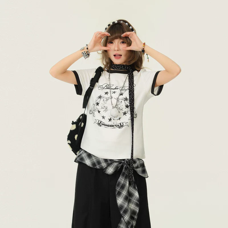 Pony Graphic Round Neck Short Sleeve T-shirt