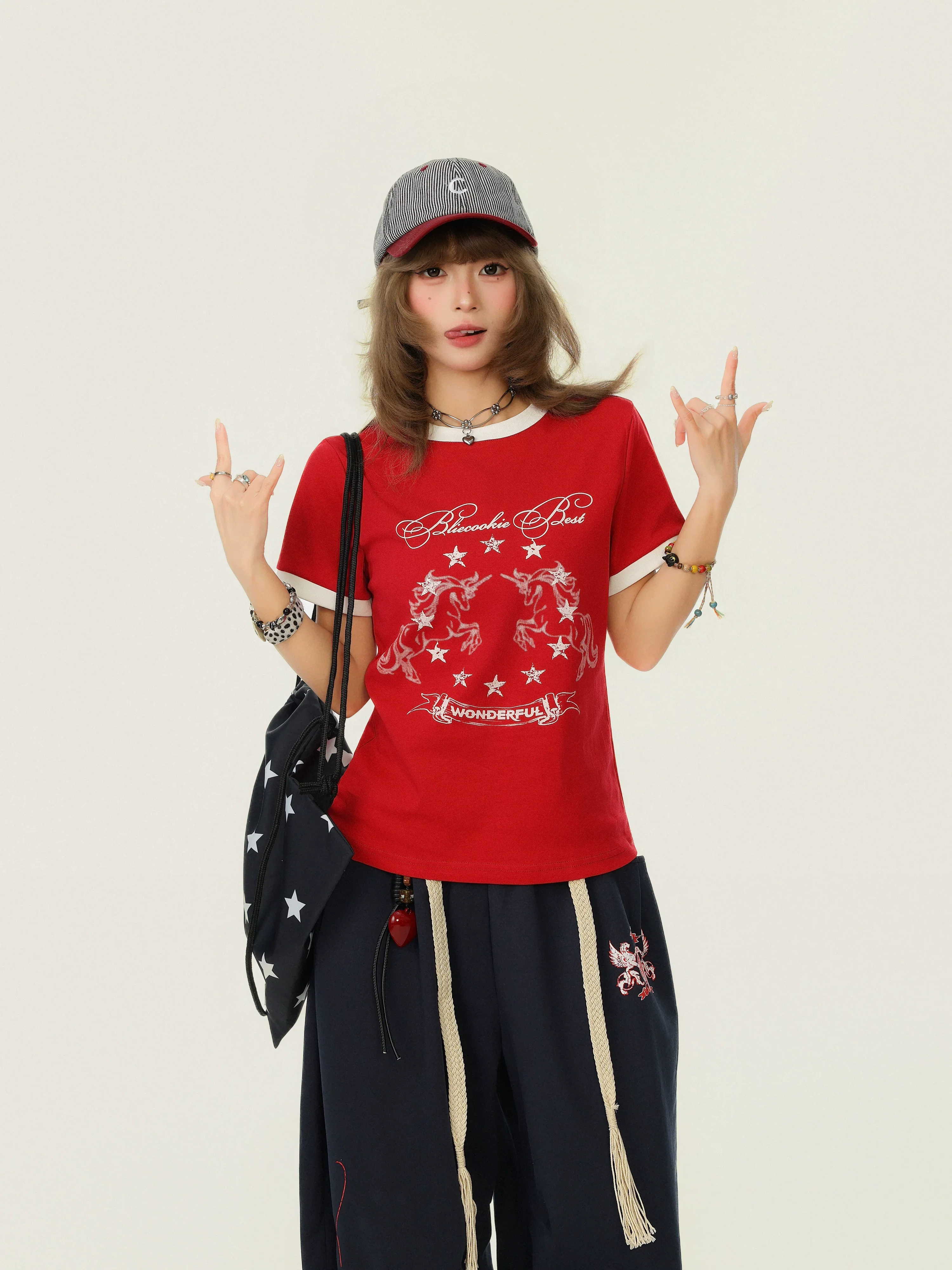 Pony Graphic Round Neck Short Sleeve T-shirt - Image 2