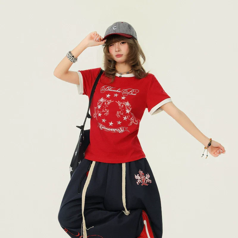 Pony Graphic Round Neck Short Sleeve T-shirt - Image 6