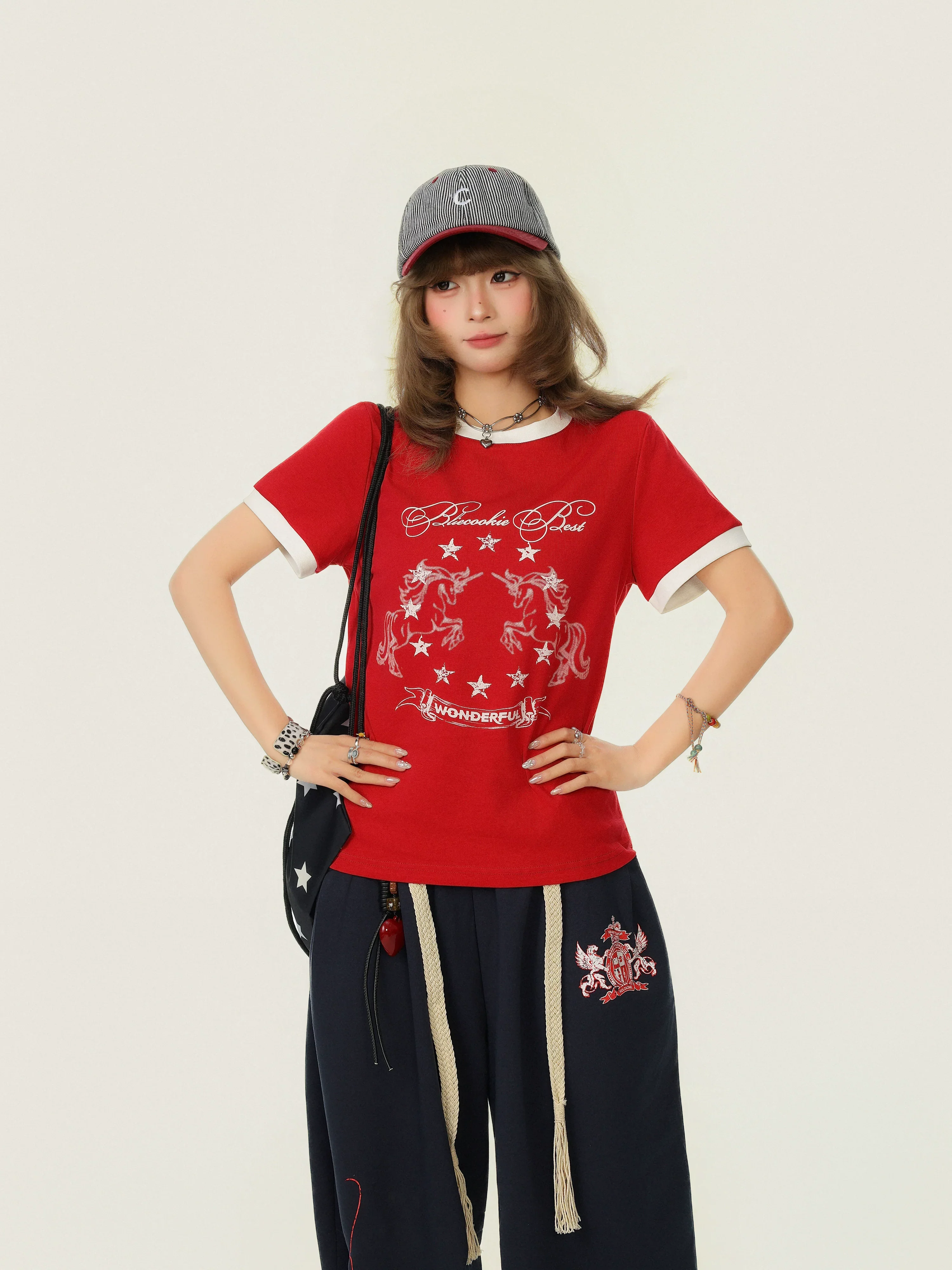 Pony Graphic Round Neck Short Sleeve T-shirt - Image 7
