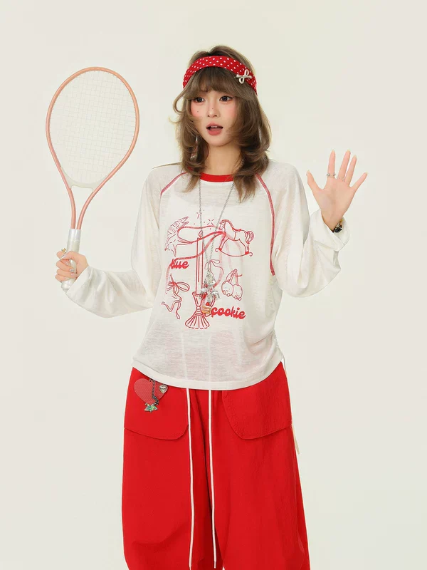 Pony Print Sheer Long Sleeve Pullover - Image 3