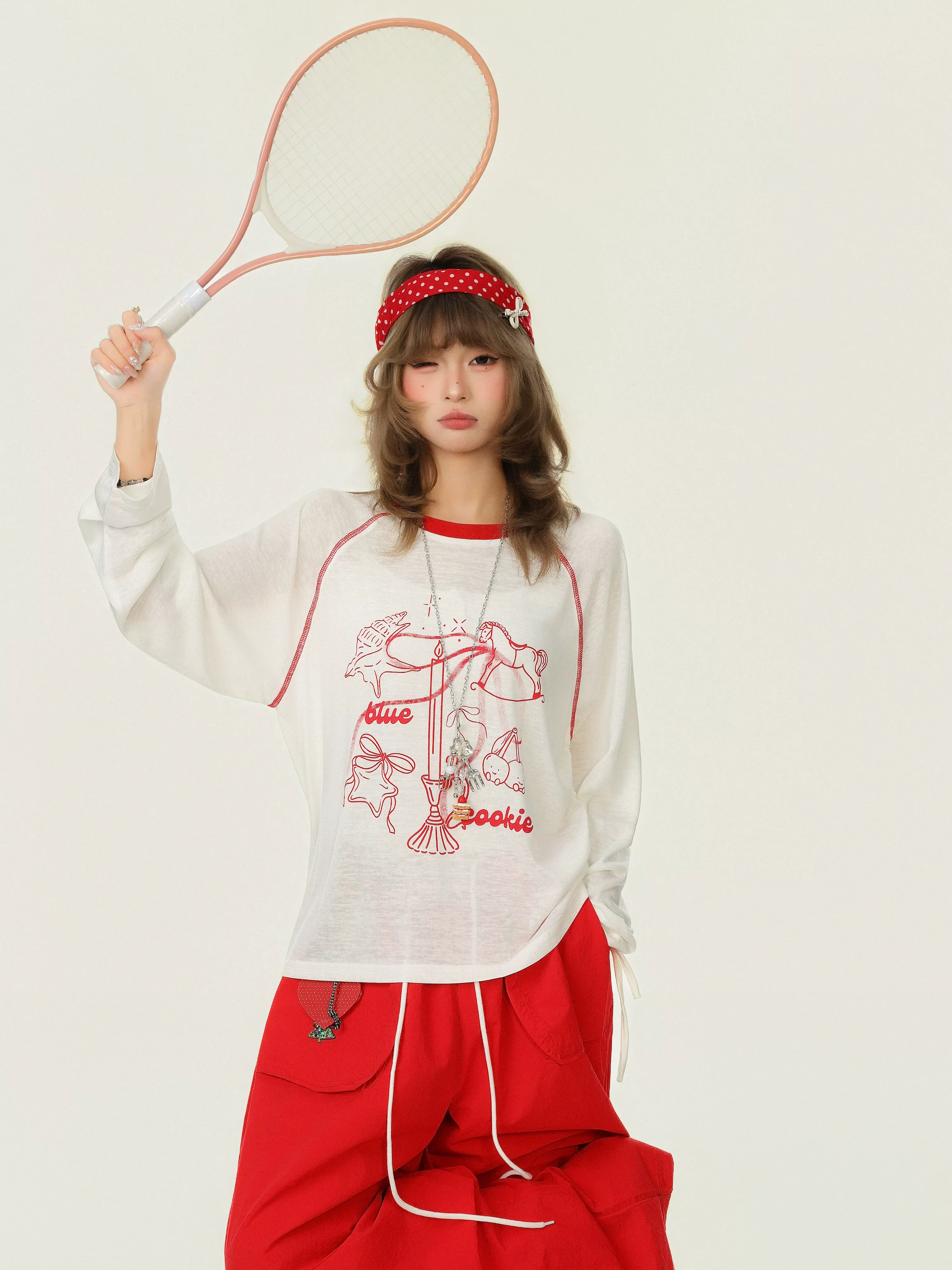 Pony Print Sheer Long Sleeve Pullover - Image 5