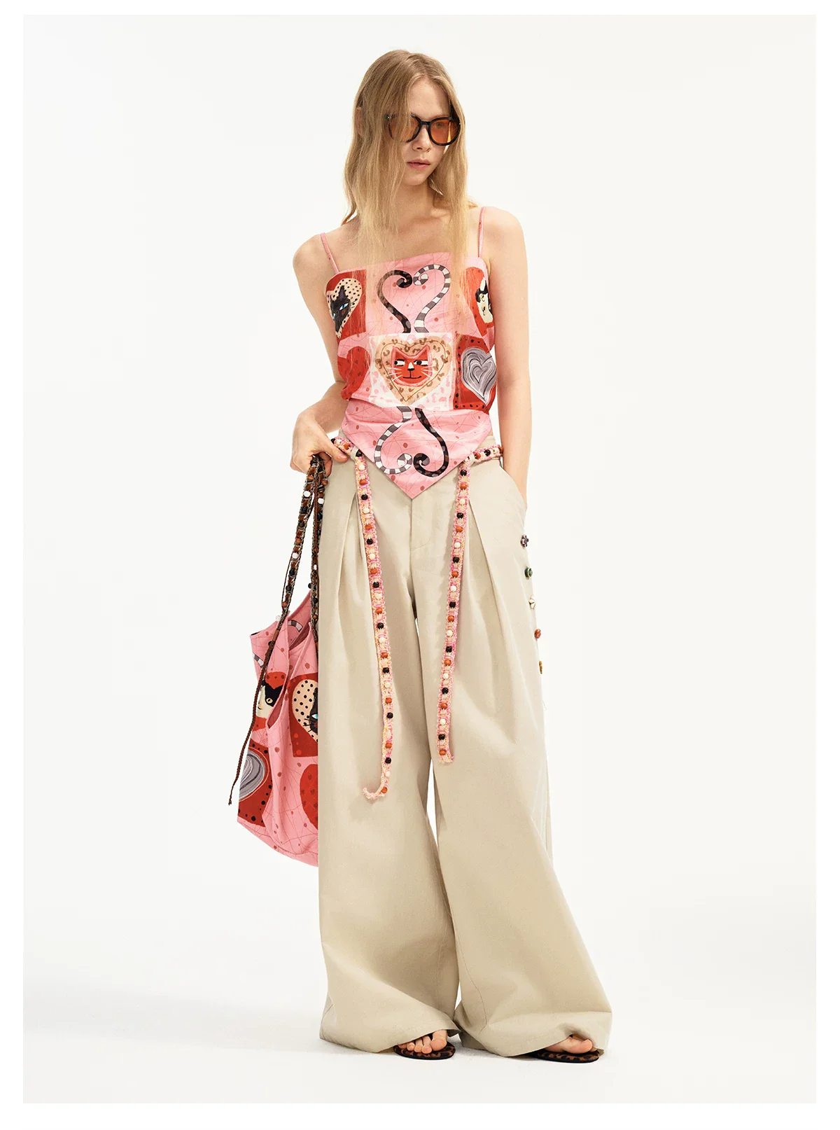 Printed Satin Square Scarf Camisole Top - Image 5
