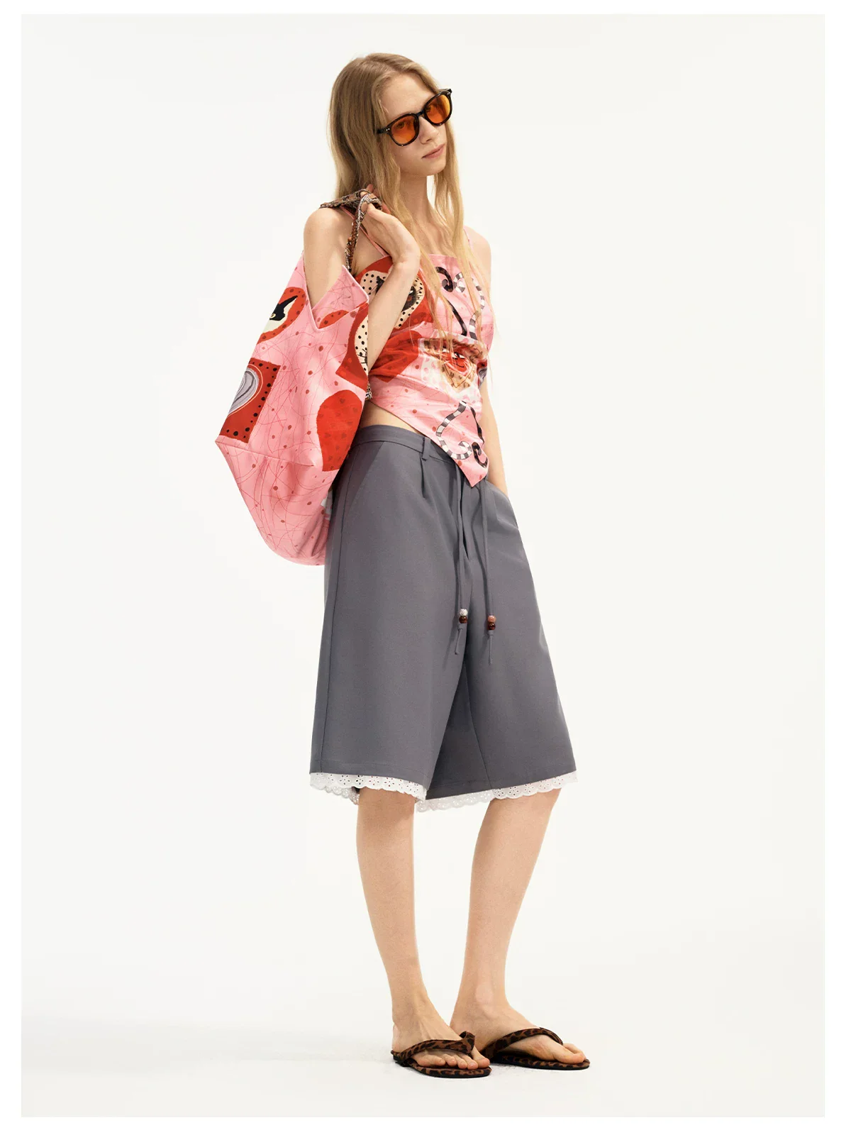 Printed Satin Square Scarf Camisole Top - Image 9