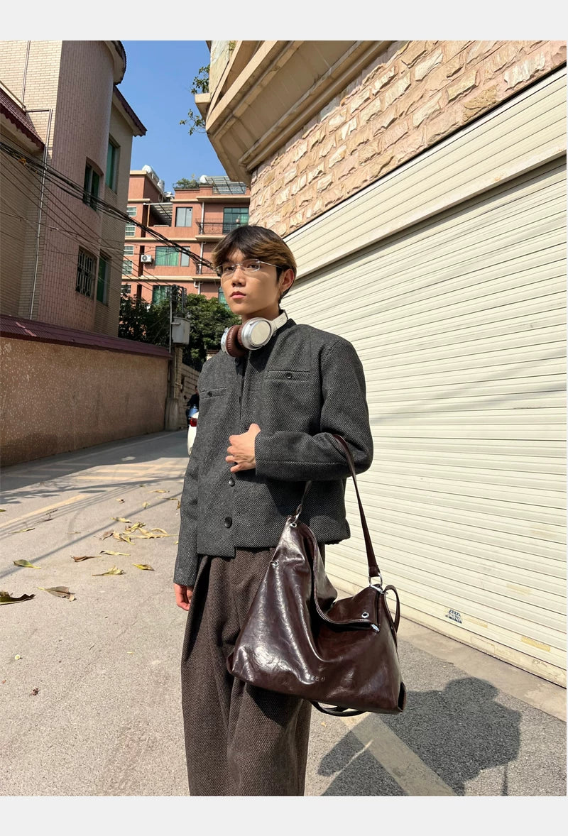 Leather Crossbody Messenger Tote Bag - Image 7