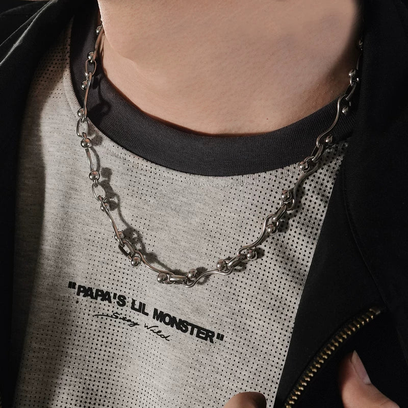 Punk S-Shaped Titanium Steel Chain Necklace - Image 3