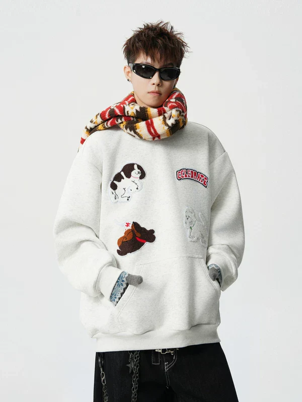 Puppy Embroidered Hooded Sweatshirt - Image 3