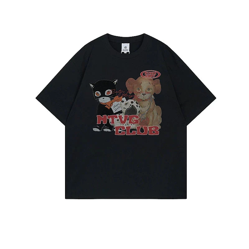 Puppy Graphic Crew Neck Loose T-Shirt - Image 2