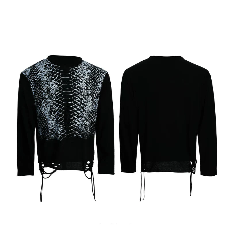 Python Print Distressed Tassel Pullover - Image 2