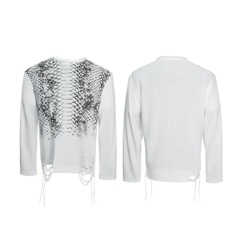 Python Print Distressed Tassel Pullover - Image 3