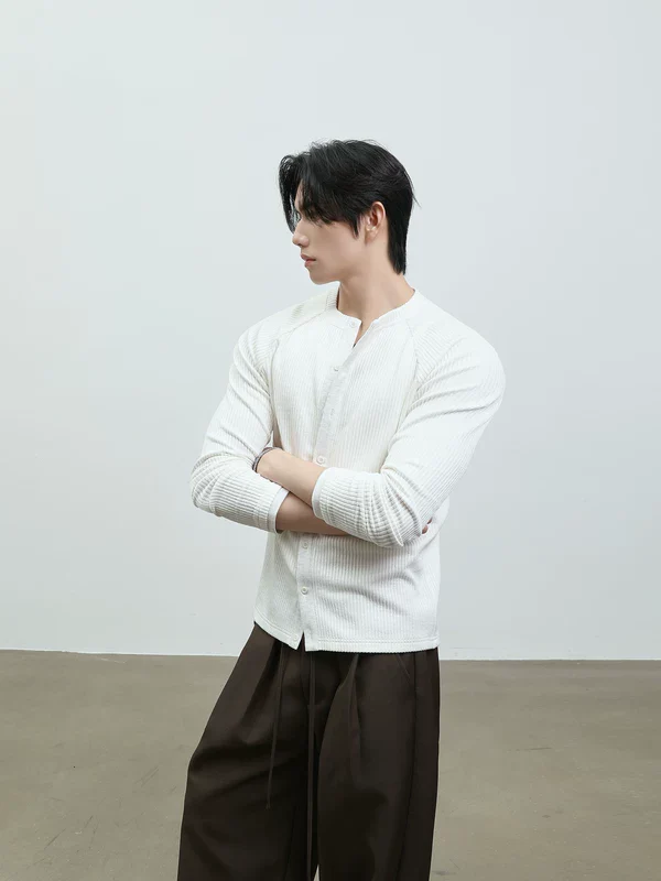 Raglan Sleeve Ribbed Knit Cardigan - Image 4