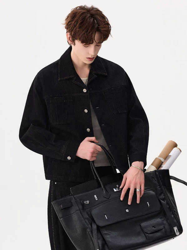 Raw Denim Button-Up Jacket and Pants - Image 2