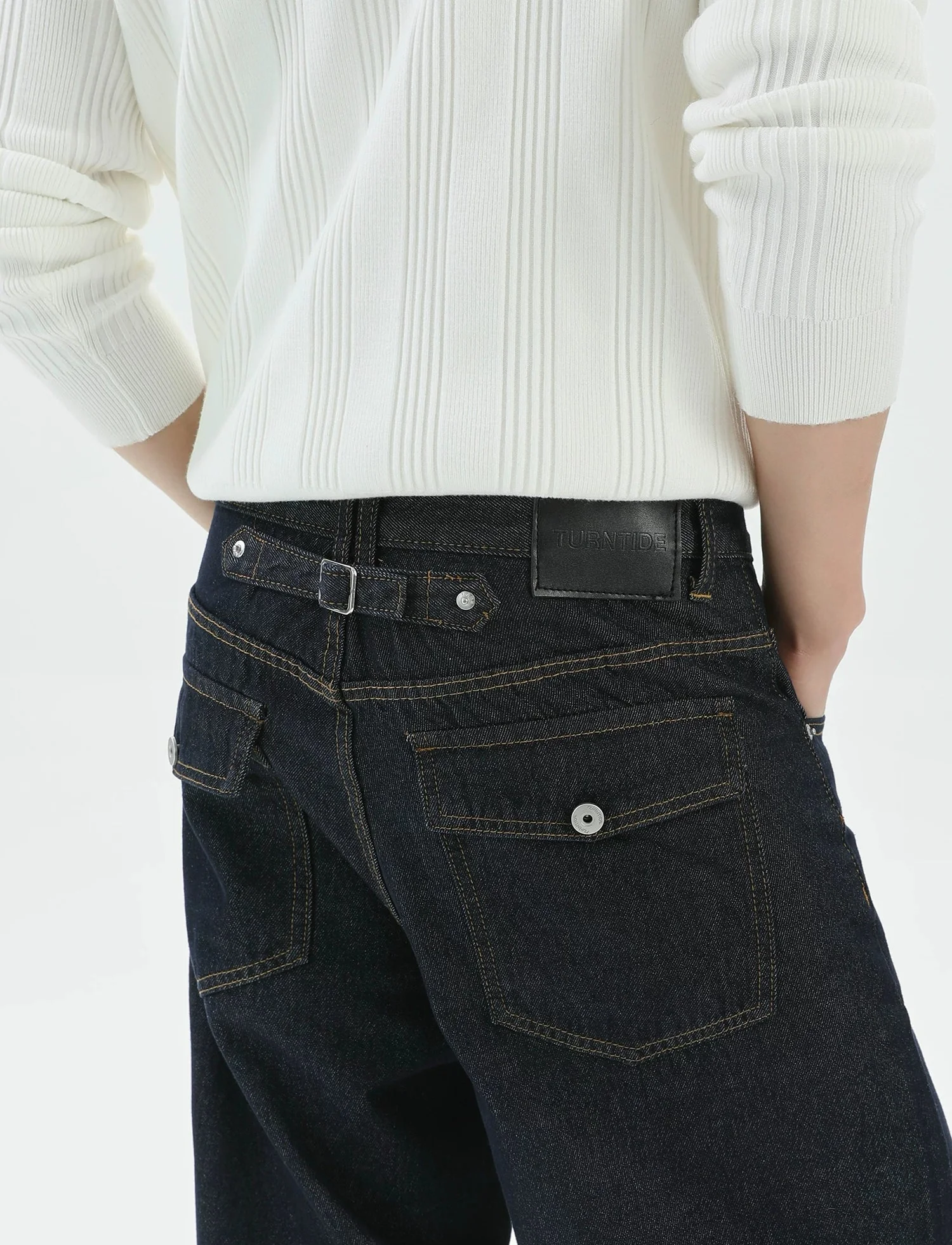Raw Denim Wide Leg Button Fly Pants - Image 7