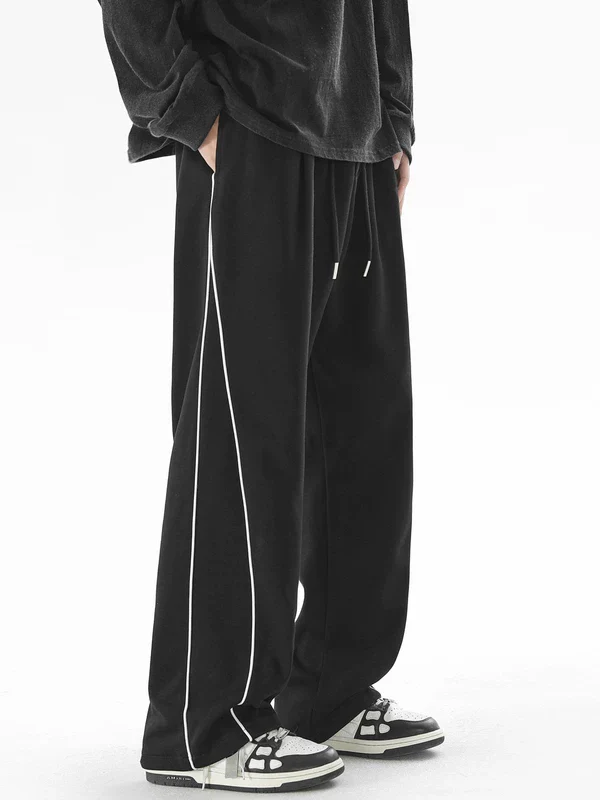 Reflective Stripe Wide-Leg Casual Pants - Image 3