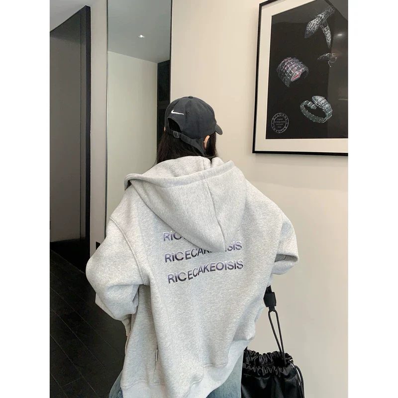 Relaxed Fit 3D Embroidered Zip Hoodie - Image 3