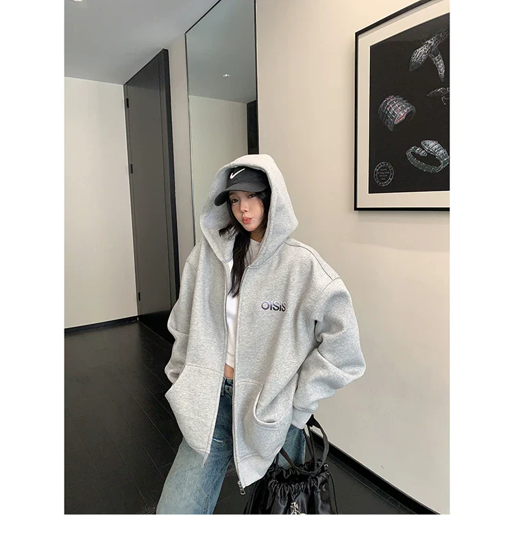 Relaxed Fit 3D Embroidered Zip Hoodie - Image 8