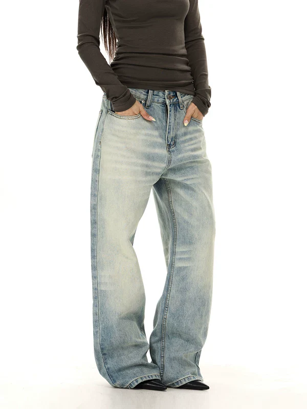 Relaxed Fit Washed Wide Leg Jeans - Image 3