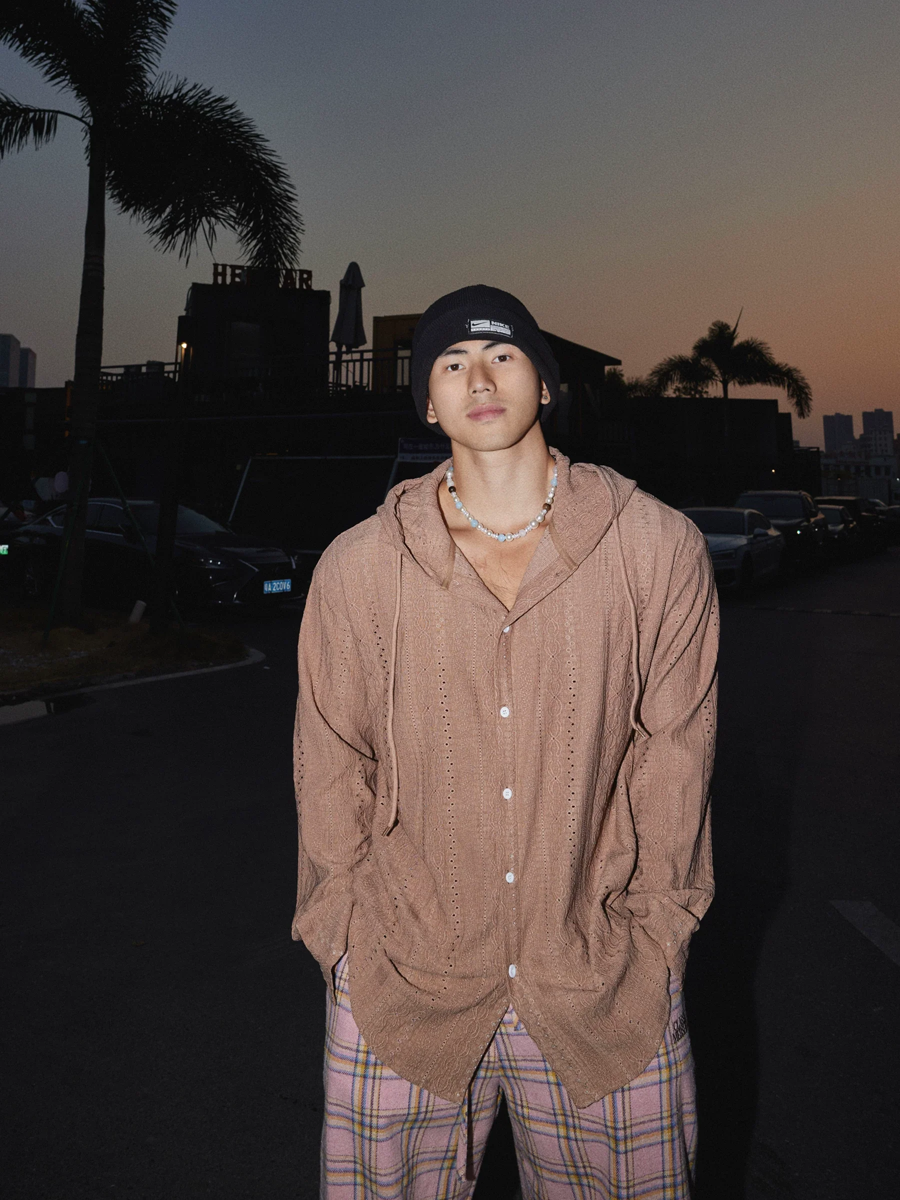 Relaxed Hooded Hollow Long Sleeve Shirt - Image 5