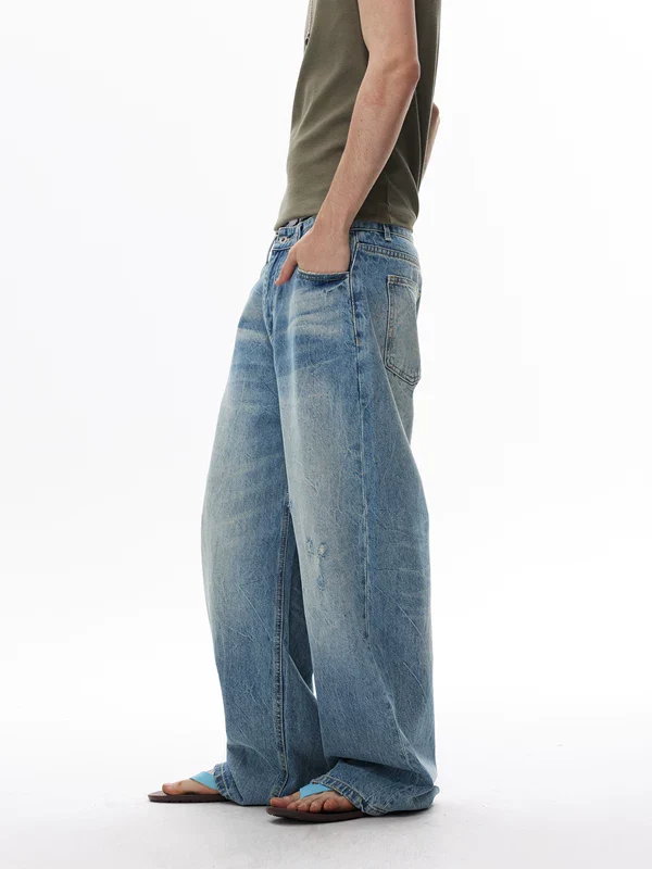 Relaxed Wide-Leg Distressed Jeans - Image 2