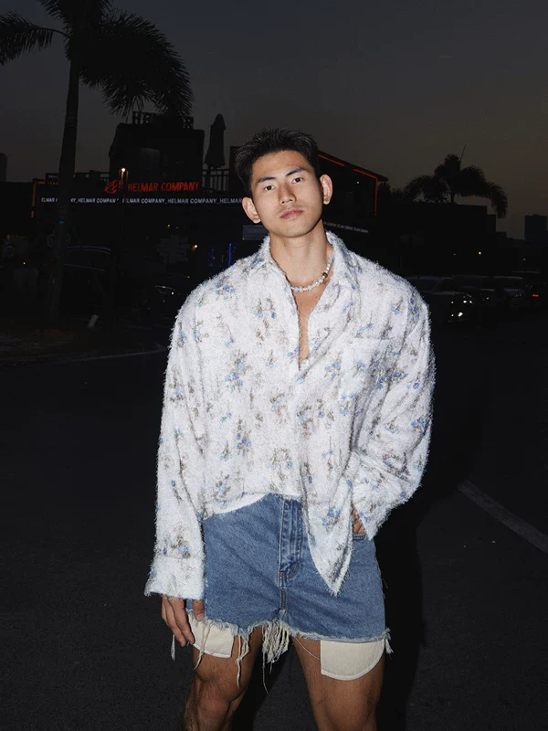 Resort Style Relaxed Floral Long-Sleeve Shirt