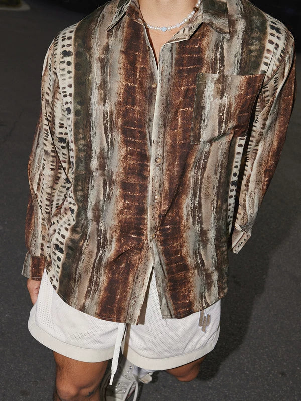 Abstract Print Long-Sleeve Button Shirt - Image 3