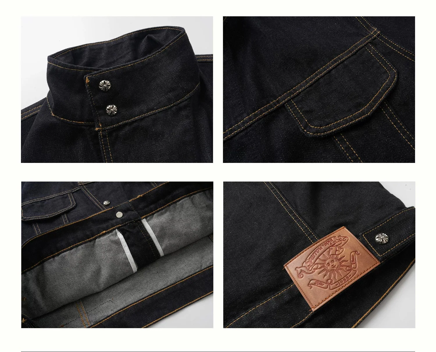 Retro Asymmetrical Collar Raw Denim Jacket - Image 8