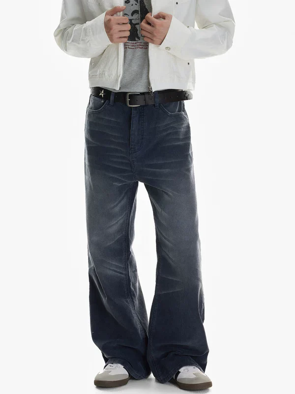 Corduroy Wide Leg Washed Pants - Image 3