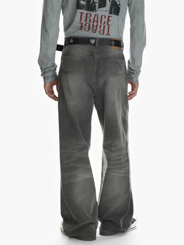 Corduroy Wide Leg Washed Pants - Image 6