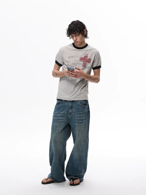 Retro Cross Graphic Slim Fit T-Shirt - Image 7