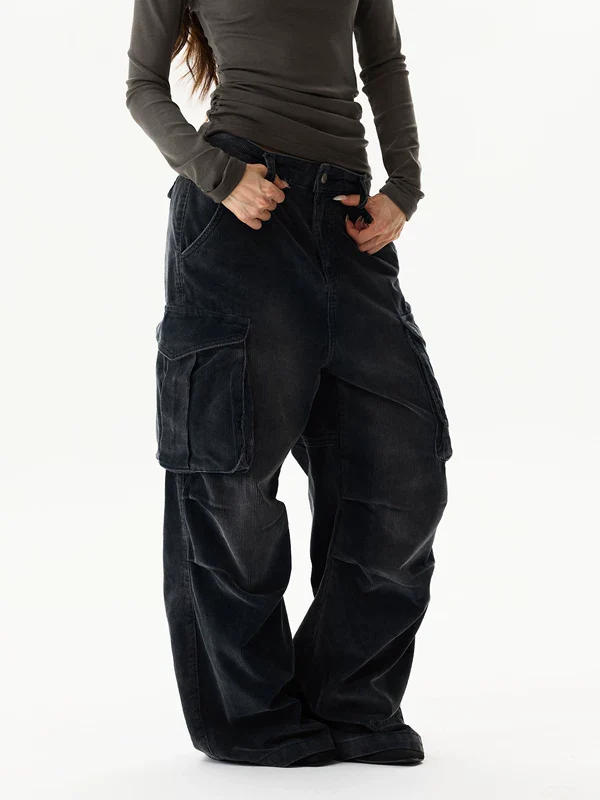 Distressed Corduroy Cargo Pants - Image 3