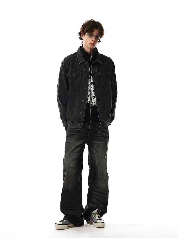 Retro Distressed Denim Workwear Jacket - Image 8
