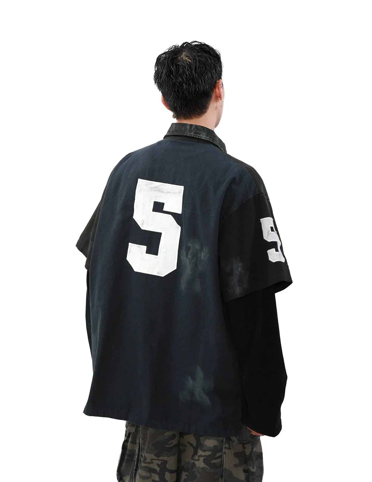 Distressed Faux Layered Rugby Shirt - Image 5