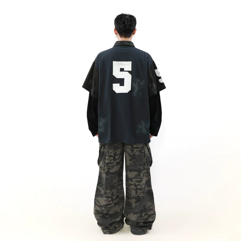 Distressed Faux Layered Rugby Shirt - Image 6