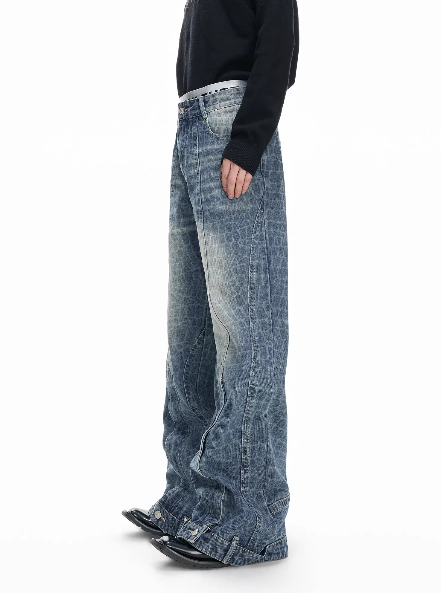 Distressed Loose Fit Straight Leg Pants - Image 3