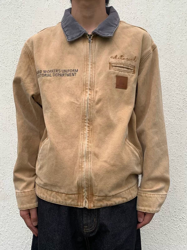 Distressed Zip-Up Workwear Jacket - Image 3