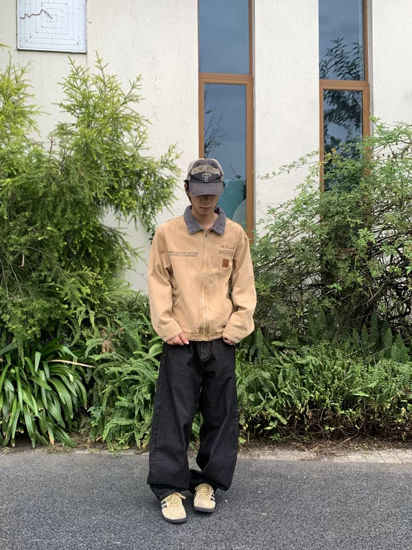 Distressed Zip-Up Workwear Jacket - Image 4