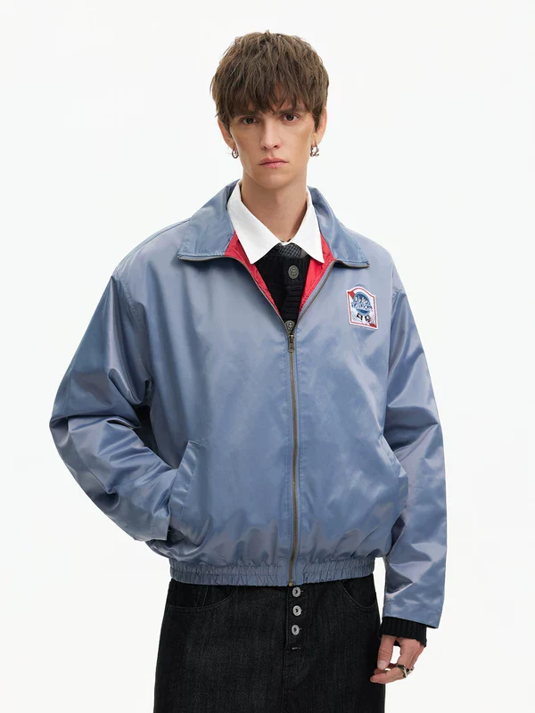 Retro Embroidered Appliqué Zip Jacket - Image 3