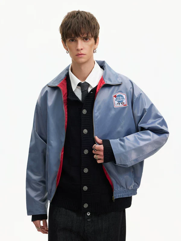 Retro Embroidered Appliqué Zip Jacket - Image 4